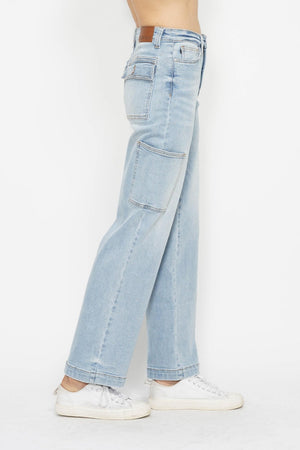 Melissa High Waist Straight Cargo Jeans by Judy  Bolue