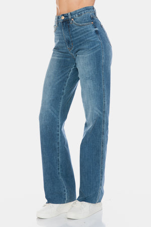 Dana Tummy Control Cut Raw Hem Straight Jeans by Judy Blue