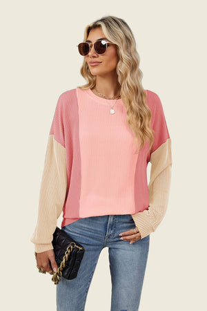 On The Contrast Long Sleeve Top