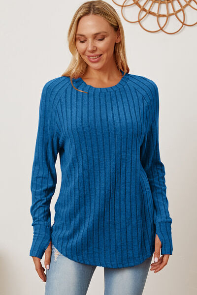 Take Time Ribbed Thumbhole Sleeve Top