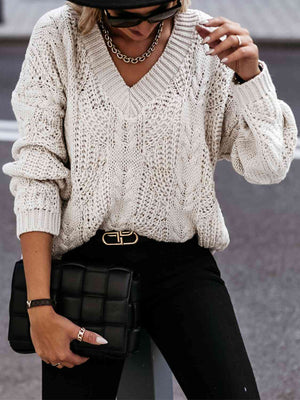 City Streets Cable-Knit Long Sleeve Sweater