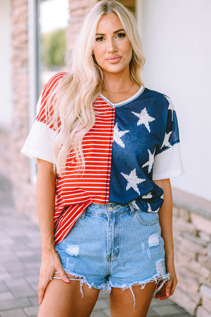 Stars and Stripes V-Neck Tee