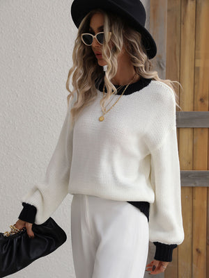 Contrast On Call Pullover Sweater