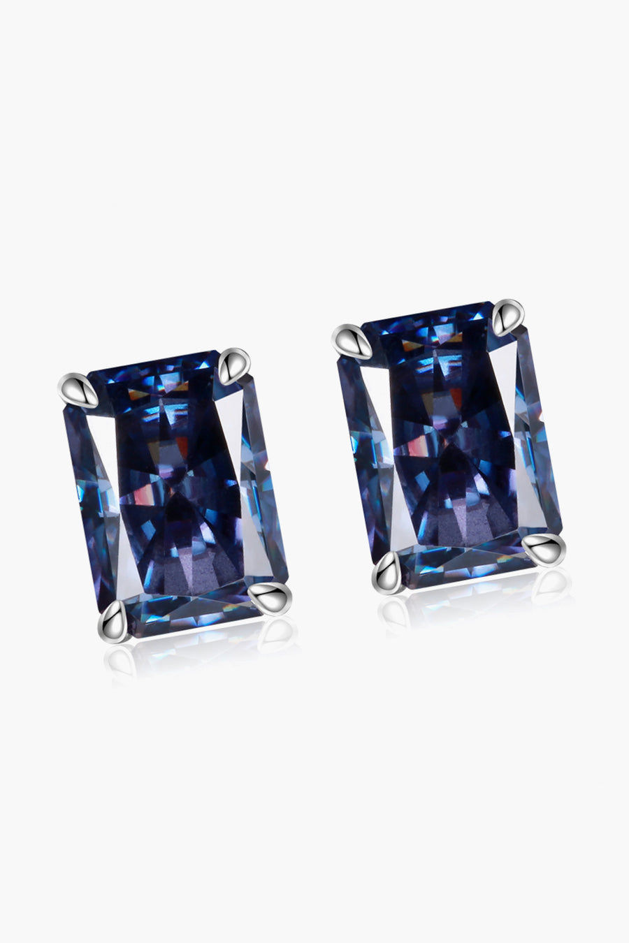 2 Carat Blue Moissanite Stud Earrings