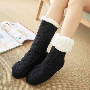 Cable Knit Sherpa Socks