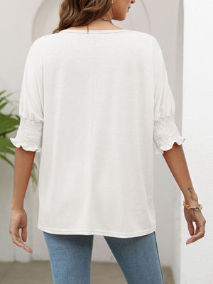 Inner Beauty Smocked Flounce Sleeve Tee