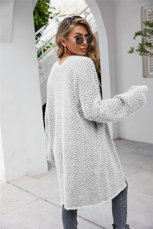 Herringbone Fuzzy Cardigan