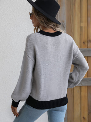 Contrast On Call Pullover Sweater