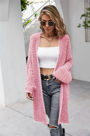 Herringbone Fuzzy Cardigan