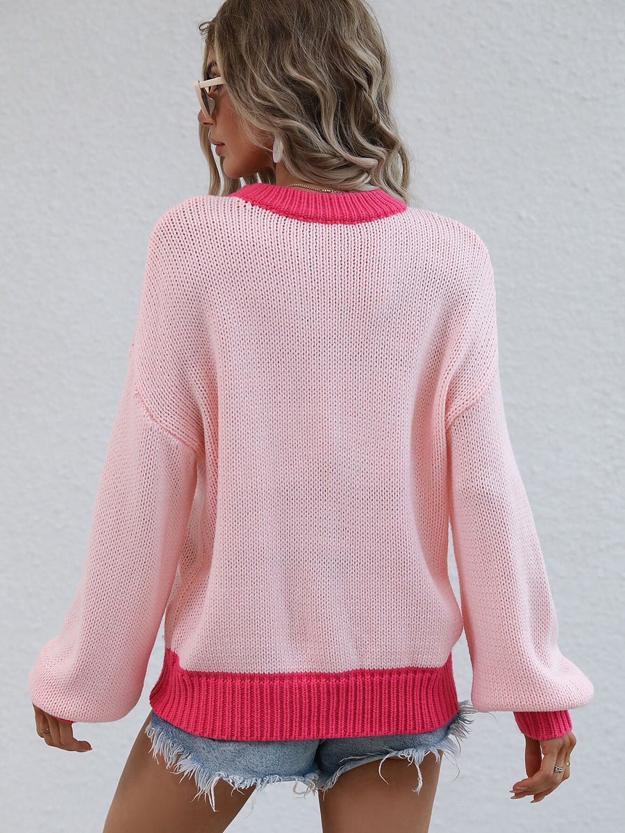 Contrast On Call Pullover Sweater