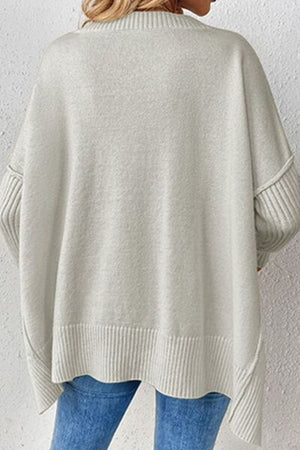 Casual Chic Slit V-Neck Sweater