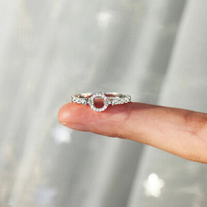 Inlaid Zircon Circle Shape 925 Sterling Silver Ring