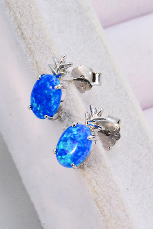 Blue Opal Pineapple Earrings