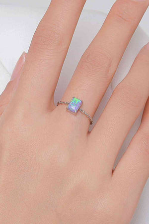 Adjustable Chain 925 Sterling Silver Opal Ring