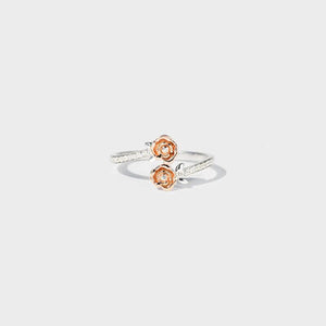 Rose Shape 925 Sterling Silver & Rose Gold Bypass Ring