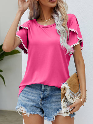 Pretty In Pom-Pom Trim Tee