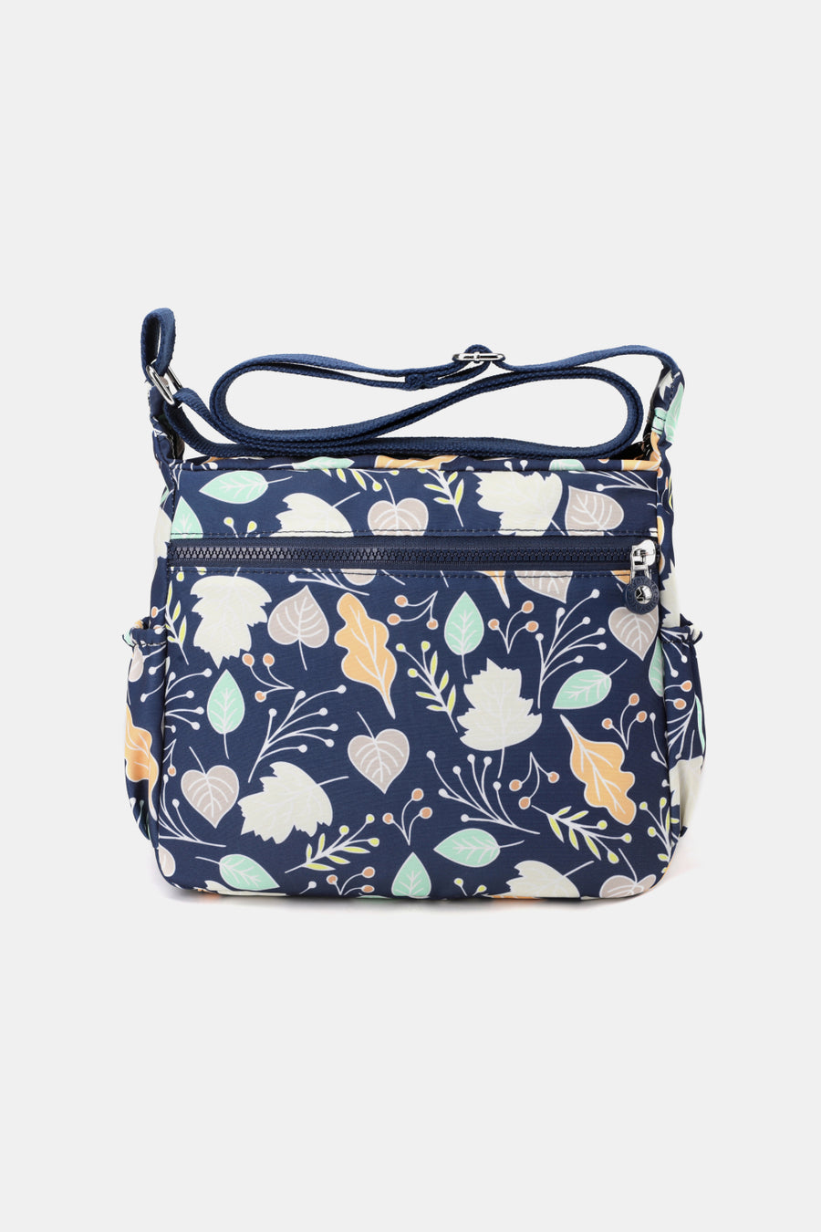 Navy Florals Nylon Shoulder Bag