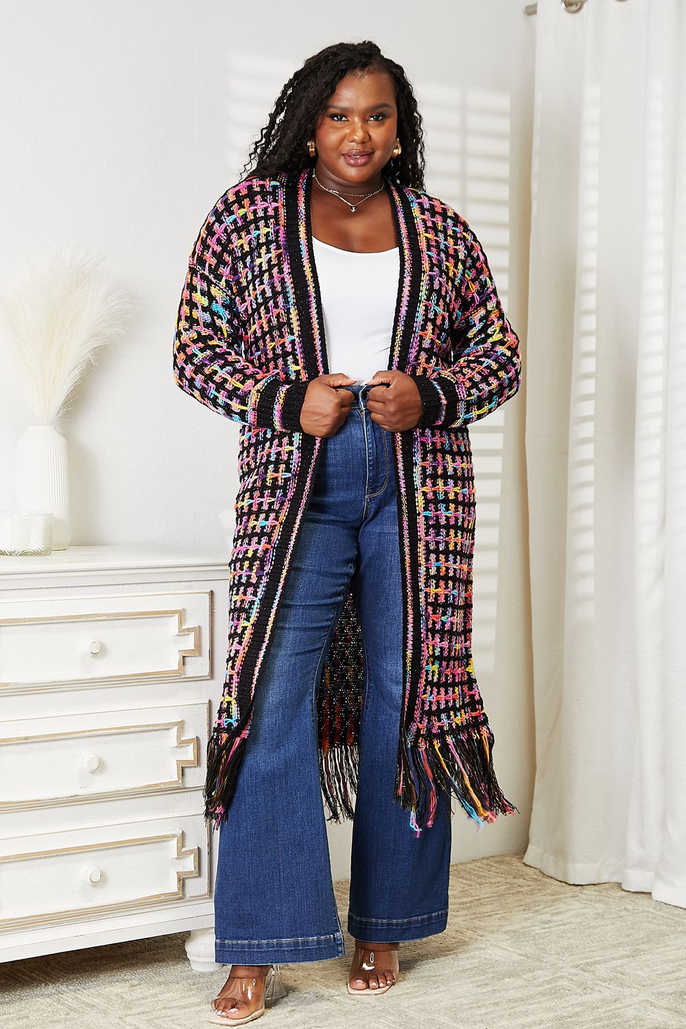 Claiming Color Fringe Hem Cardigan