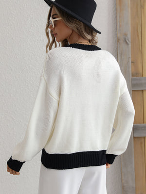 Contrast On Call Pullover Sweater