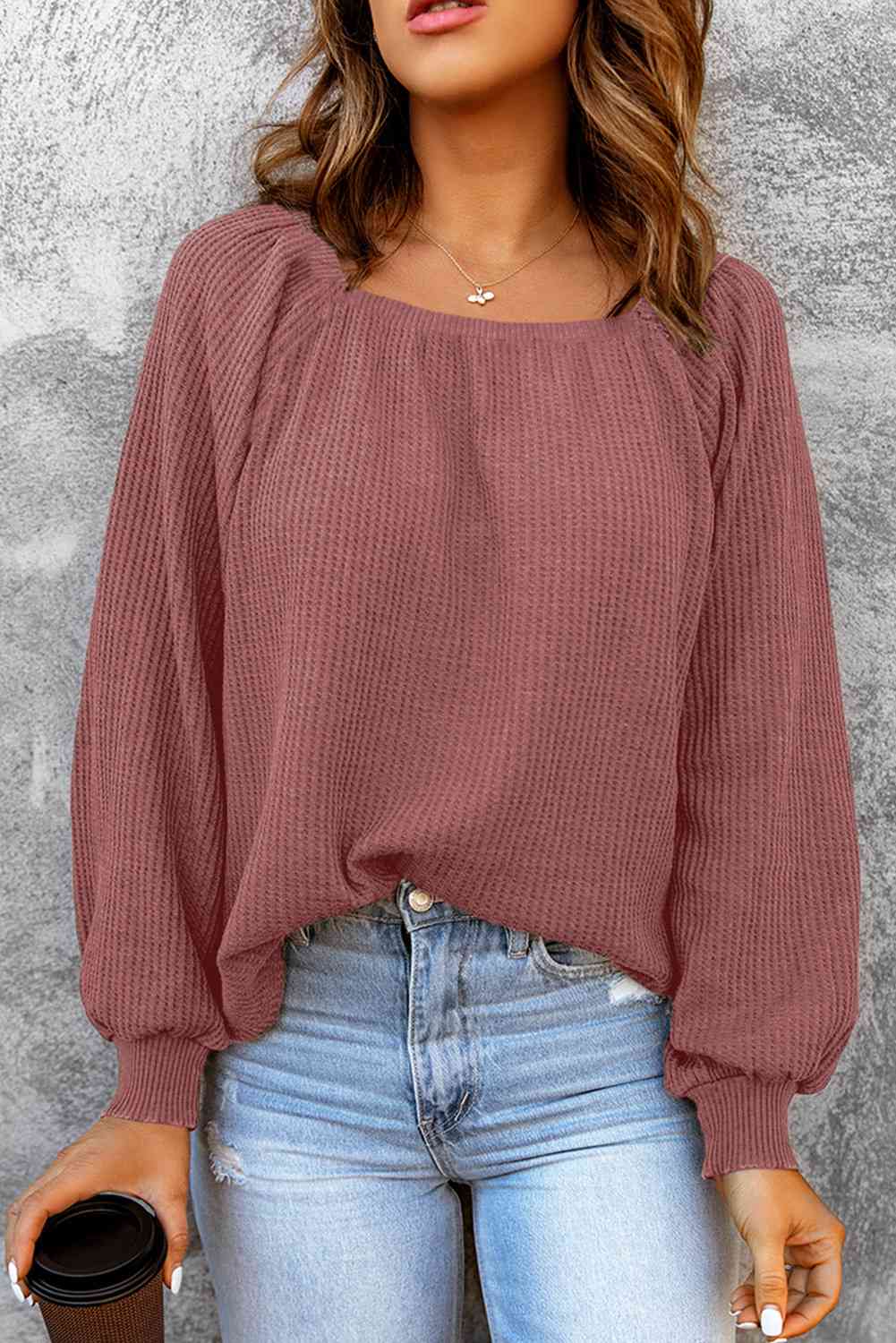 Don't Be Square Waffle-Knit Top