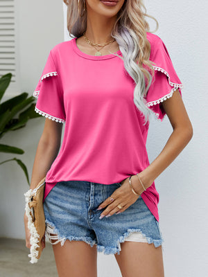 Pretty In Pom-Pom Trim Tee