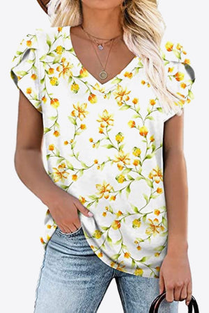 Pausing for Petals V-Neck Blouse