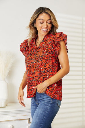 Floral Flutters Sleeveless Blouse