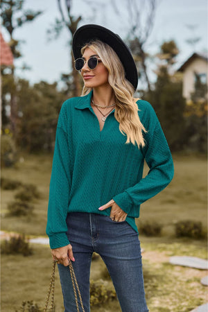 Cheer For Me Cable-Knit Long Sleeve Top