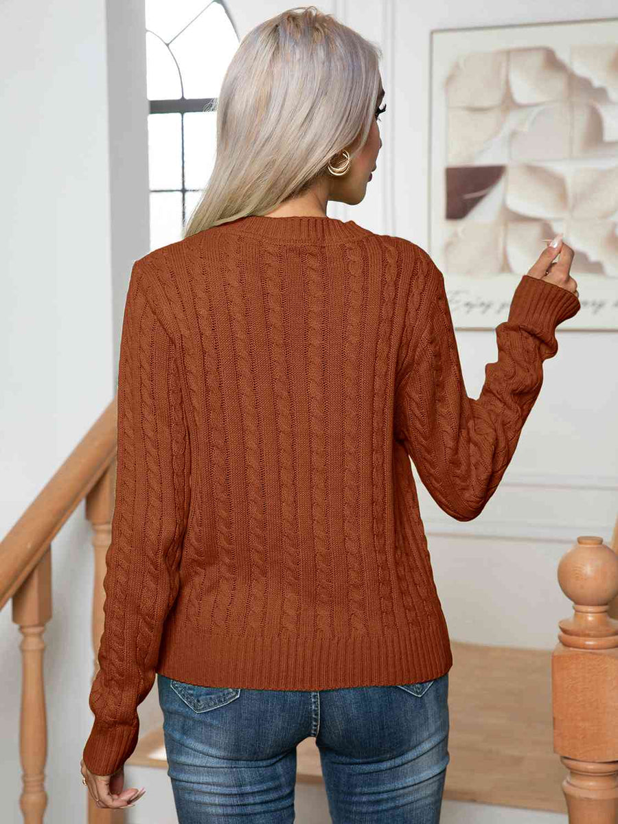 Centering On Cable-Knit Sweater