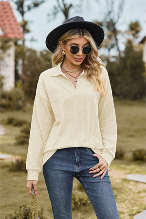 Cheer For Me Cable-Knit Long Sleeve Top