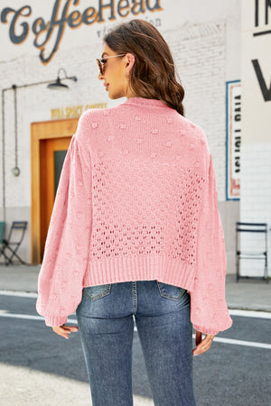 Pompom Puff Cardigan