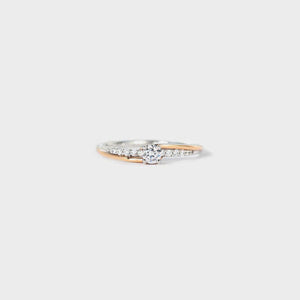 Inlaid Zircon Two Tone Rose Gold-Plated 925 Sterling Silver Ring