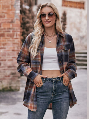 Pumpkin Patches & Plaid Button Down Shirt