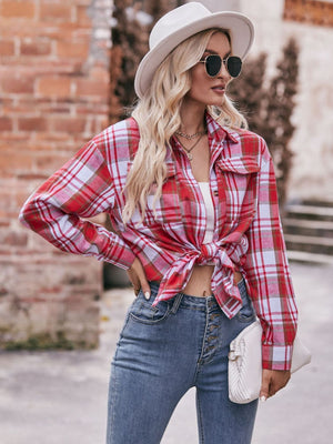 Pumpkin Patches & Plaid Button Down Shirt