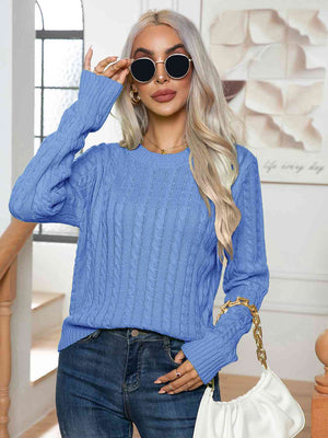 Centering On Cable-Knit Sweater