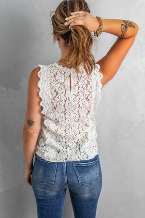 Sensational Scalloped V-Neck Lace Tank