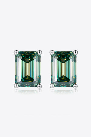 2 Carat Moissanite Stud Earrings in Green