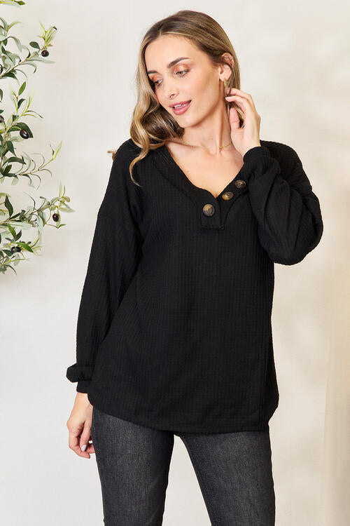 Bold and Buttoned Long Sleeve Blouse