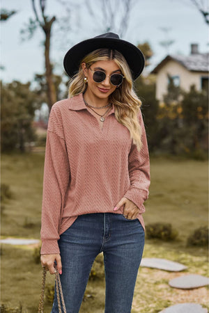 Cheer For Me Cable-Knit Long Sleeve Top