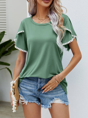 Pretty In Pom-Pom Trim Tee