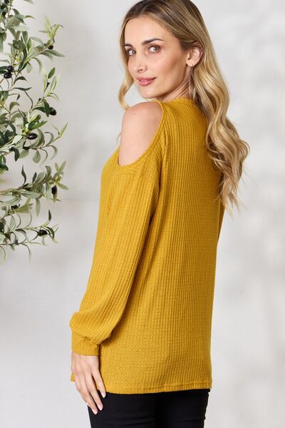 A Cut Above Long Sleeve Waffle Knit Top