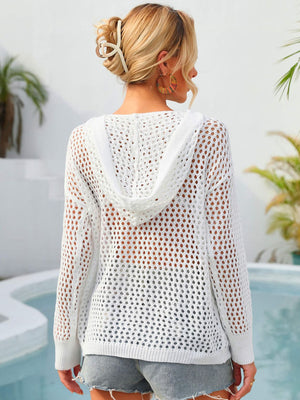 Sunshine and Happiness Openwork Hooded Cover Up