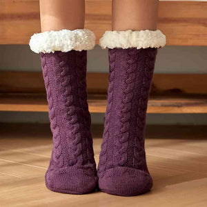 Cable Knit Sherpa Socks