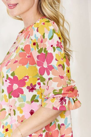 Fall In Love with Florals Flounce Sleeve Top