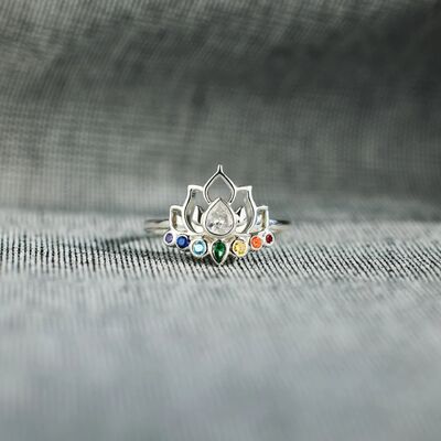 Living In Color Lotus 925 Sterling Silver with Inlaid Zircon