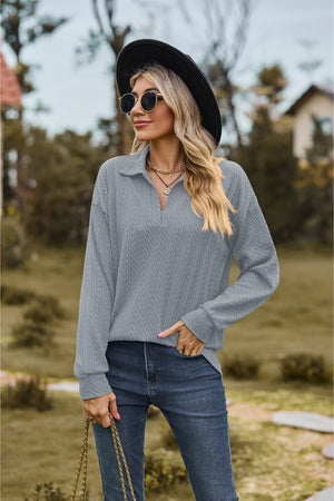 Cheer For Me Cable-Knit Long Sleeve Top