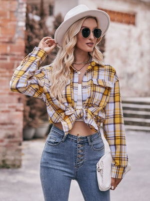 Pumpkin Patches & Plaid Button Down Shirt