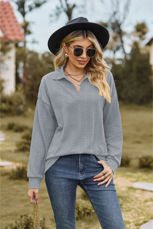 Cheer For Me Cable-Knit Long Sleeve Top