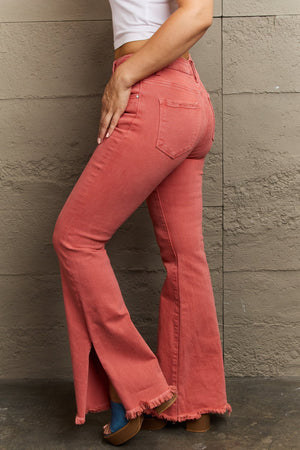 Bailey Waist Side Slit Flare Jeans by RISEN