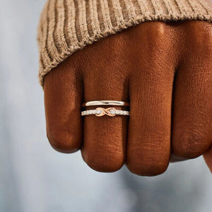 Double-Layered Infinity Rose Gold and 925 Sterling Silver Ring